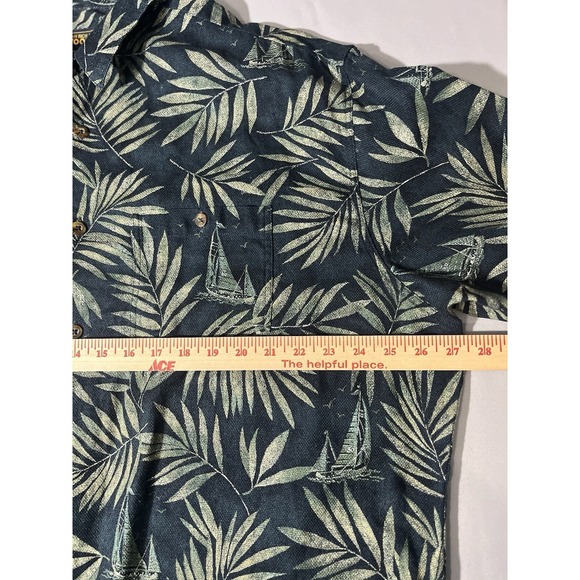 Woolrich Sz. XL Vintage Palm Tree Sailboat Short Sleeve Button Up Hawaiian - Picture 3 of 6